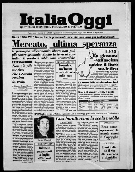 Italia oggi : quotidiano di economia finanza e politica